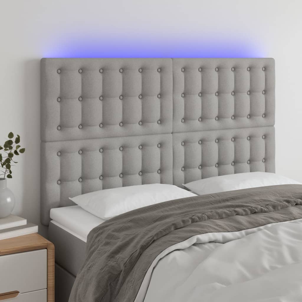 Κεφαλάρι Κρεβατιού LED Ανοιχτό Γκρι 144x5x118/128 εκ.