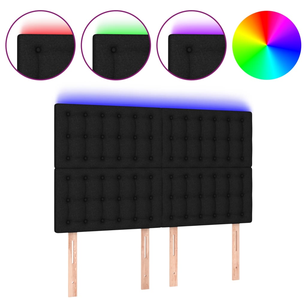 Κεφαλάρι Κρεβατιού LED Μαύρο 144x5x118/128 εκ. Υφασμάτινο