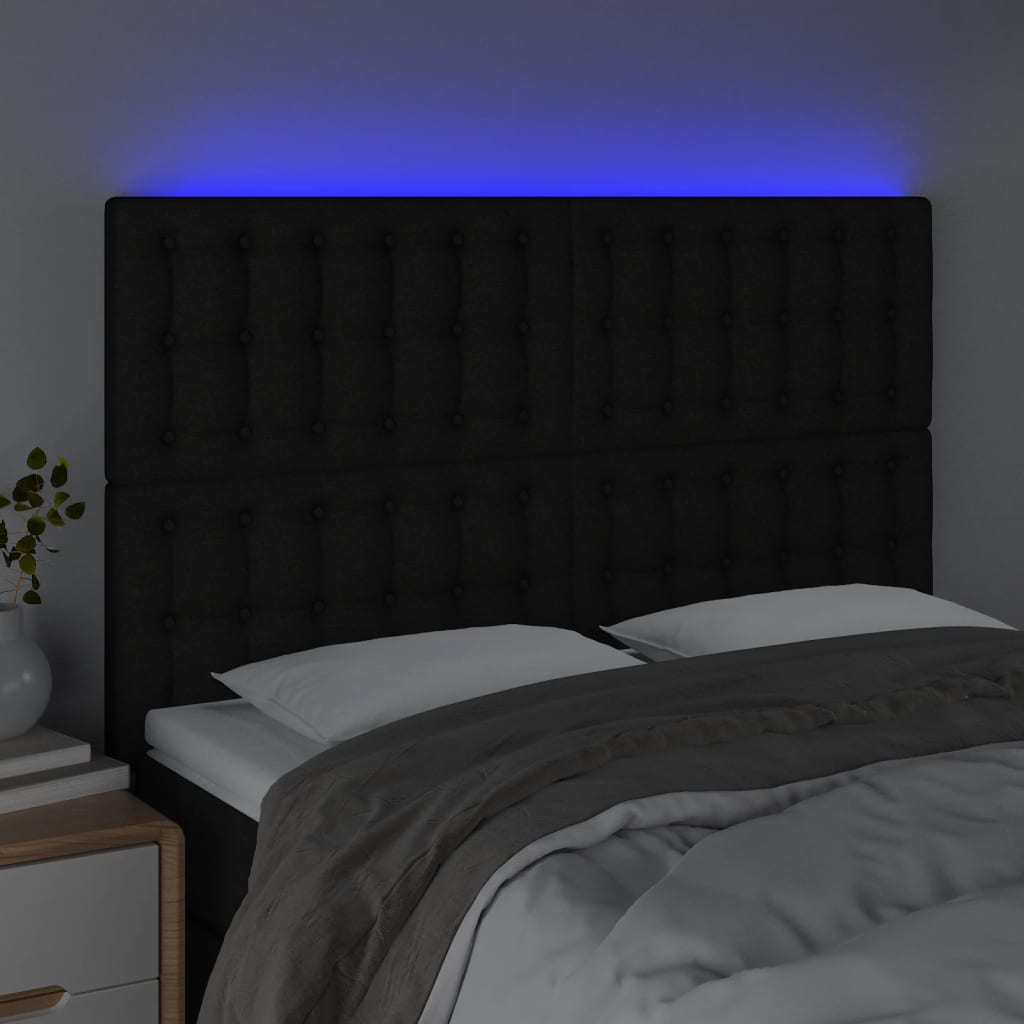 Κεφαλάρι Κρεβατιού LED Μαύρο 144x5x118/128 εκ. Υφασμάτινο