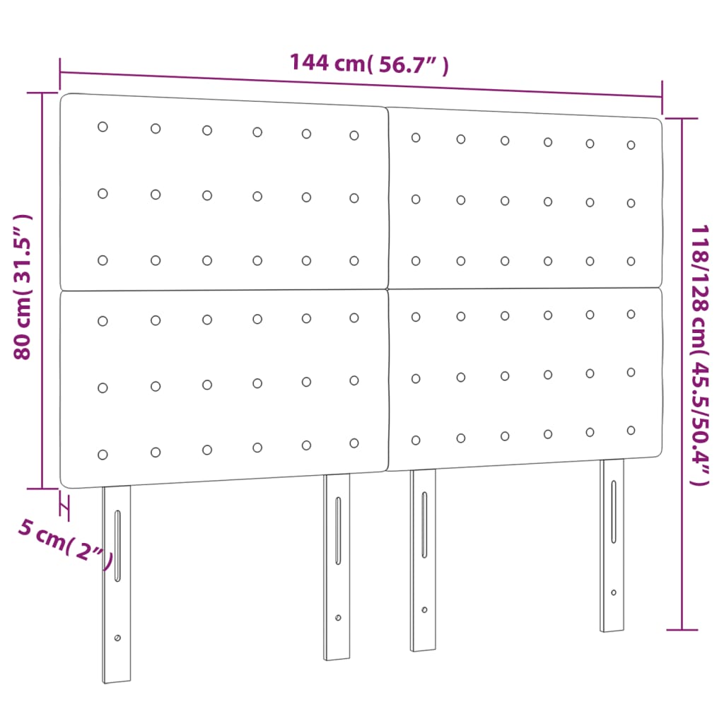 Κεφαλάρι Κρεβατιού LED Μαύρο 144x5x118/128 εκ. Υφασμάτινο
