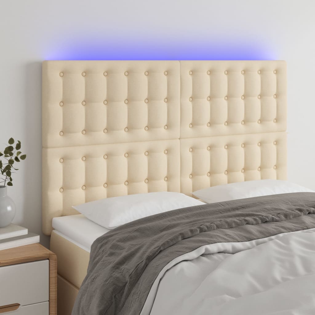 Κεφαλάρι Κρεβατιού LED Κρεμ 144x5x118/128 εκ. Υφασμάτινο - Pakobazaar