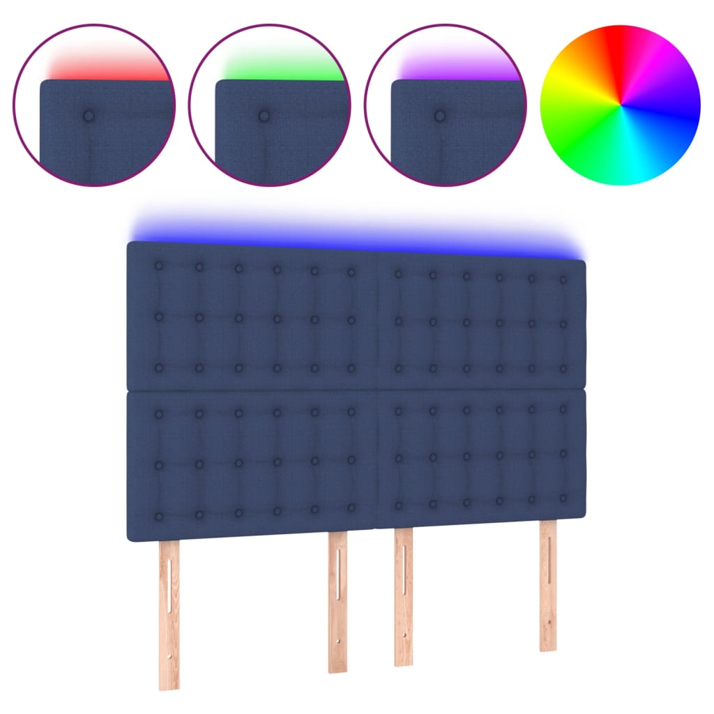 Κεφαλάρι Κρεβατιού LED Μπλε 144x5x118/128 εκ. Υφασμάτινο - Pakobazaar