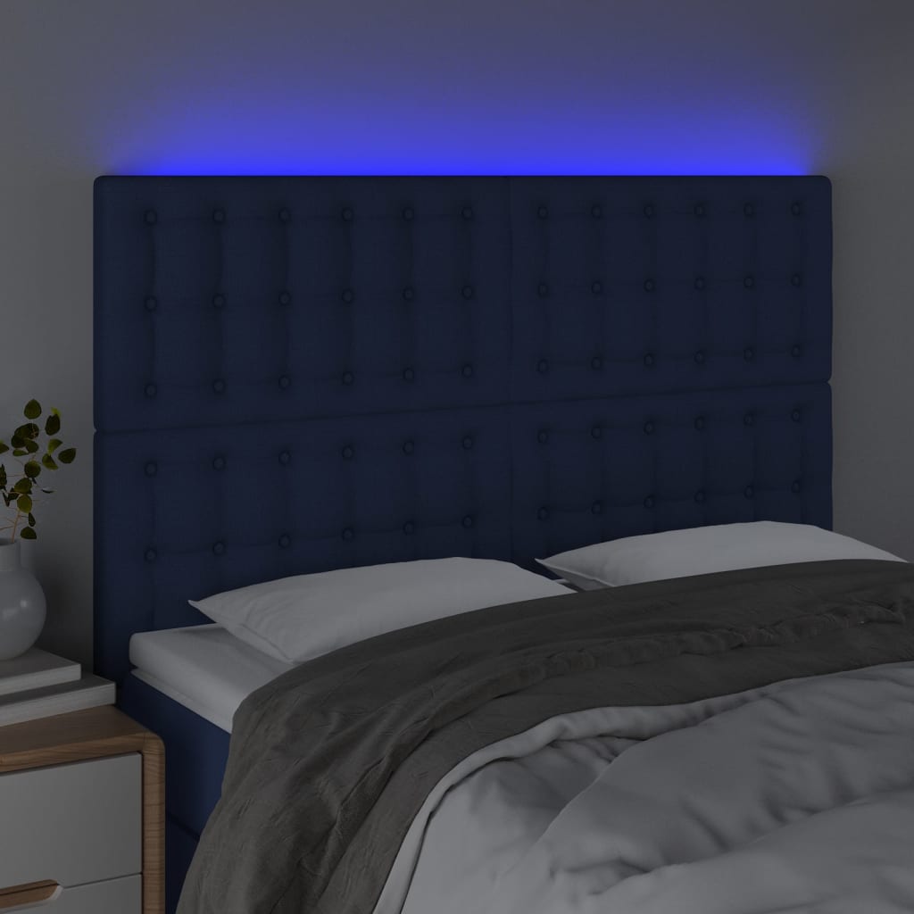 Κεφαλάρι Κρεβατιού LED Μπλε 144x5x118/128 εκ. Υφασμάτινο - Pakobazaar