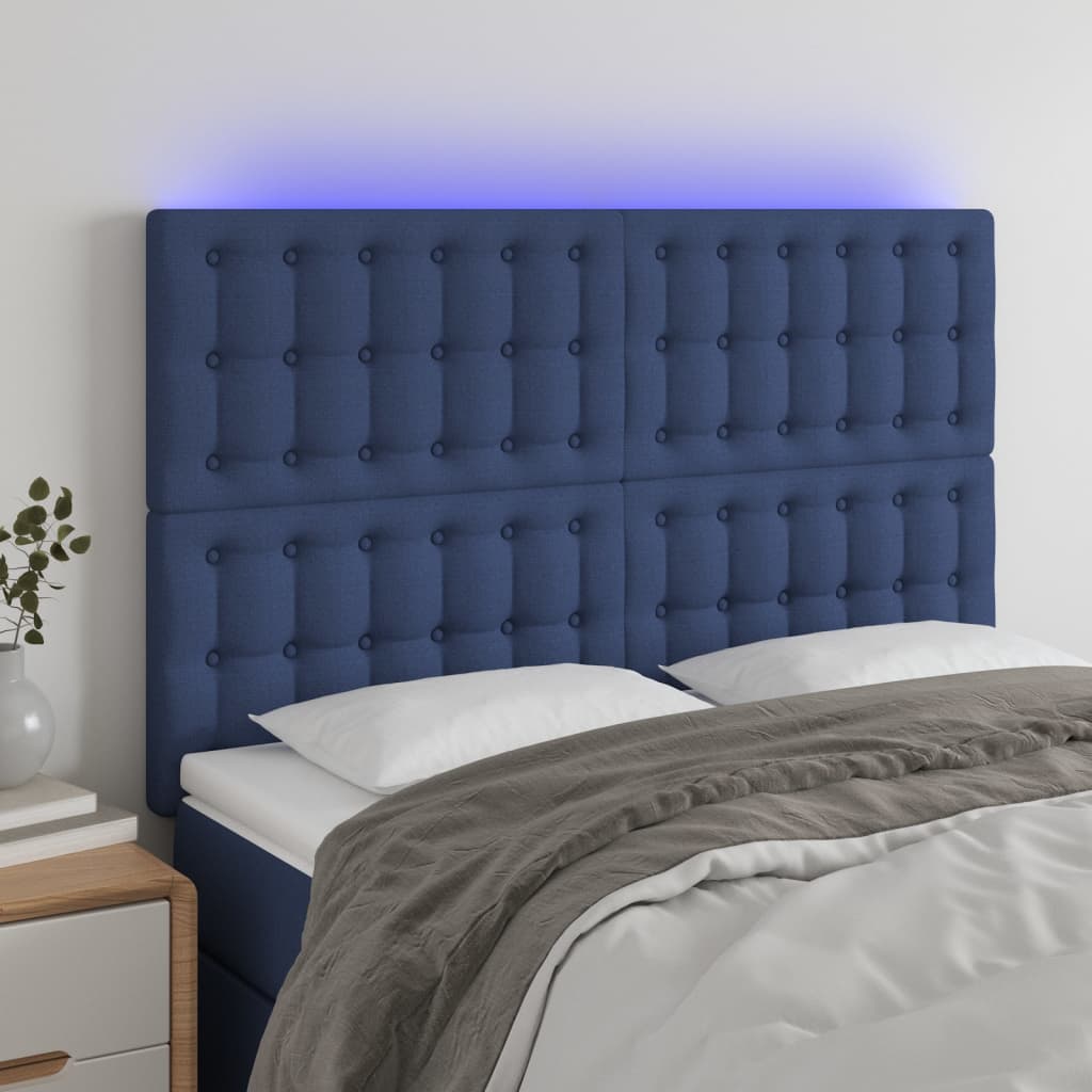 Κεφαλάρι Κρεβατιού LED Μπλε 144x5x118/128 εκ. Υφασμάτινο - Pakobazaar