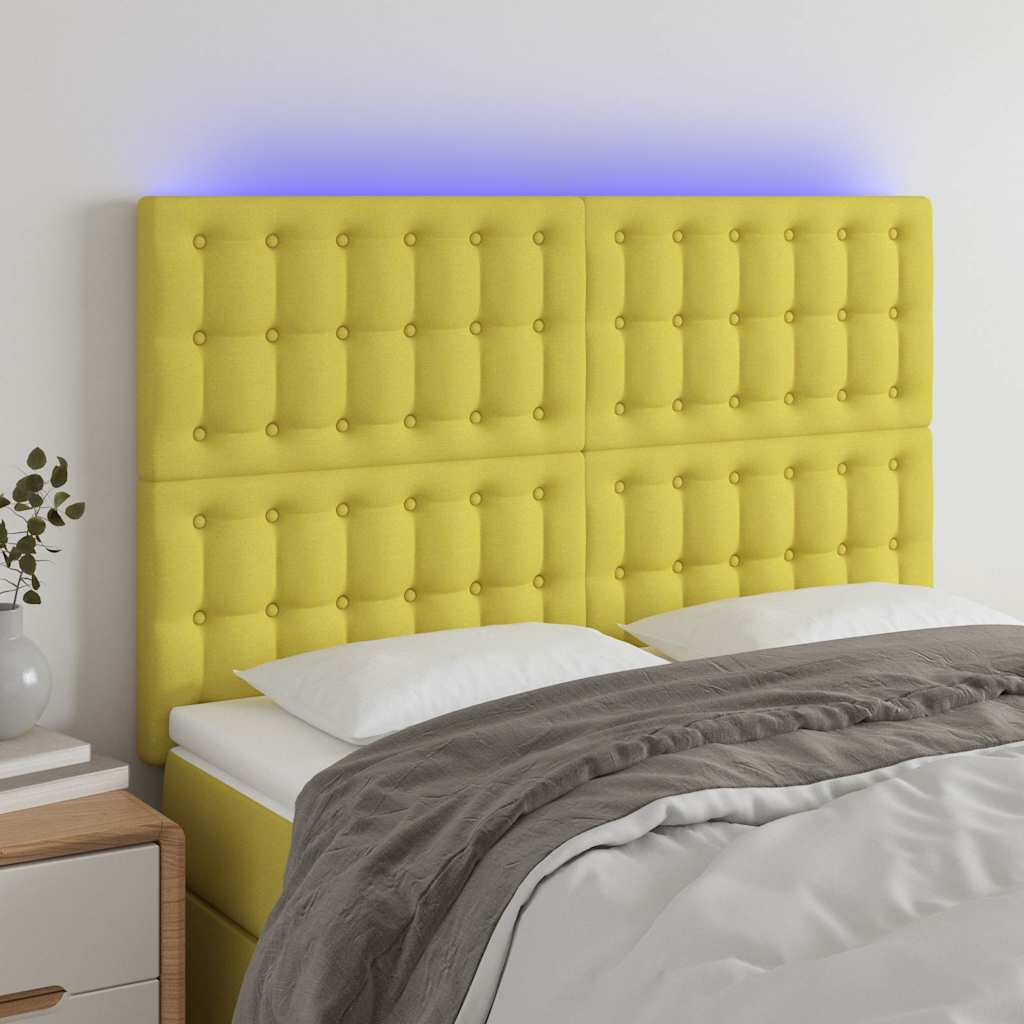 Κεφαλάρι Κρεβατιού LED Πράσινο 144x5x118/128 εκ. Υφασμάτινο