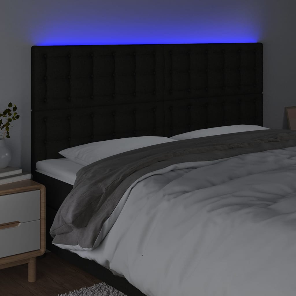 Κεφαλάρι Κρεβατιού LED Μαύρο 160x5x118/128 εκ. Υφασμάτινο - Pakobazaar