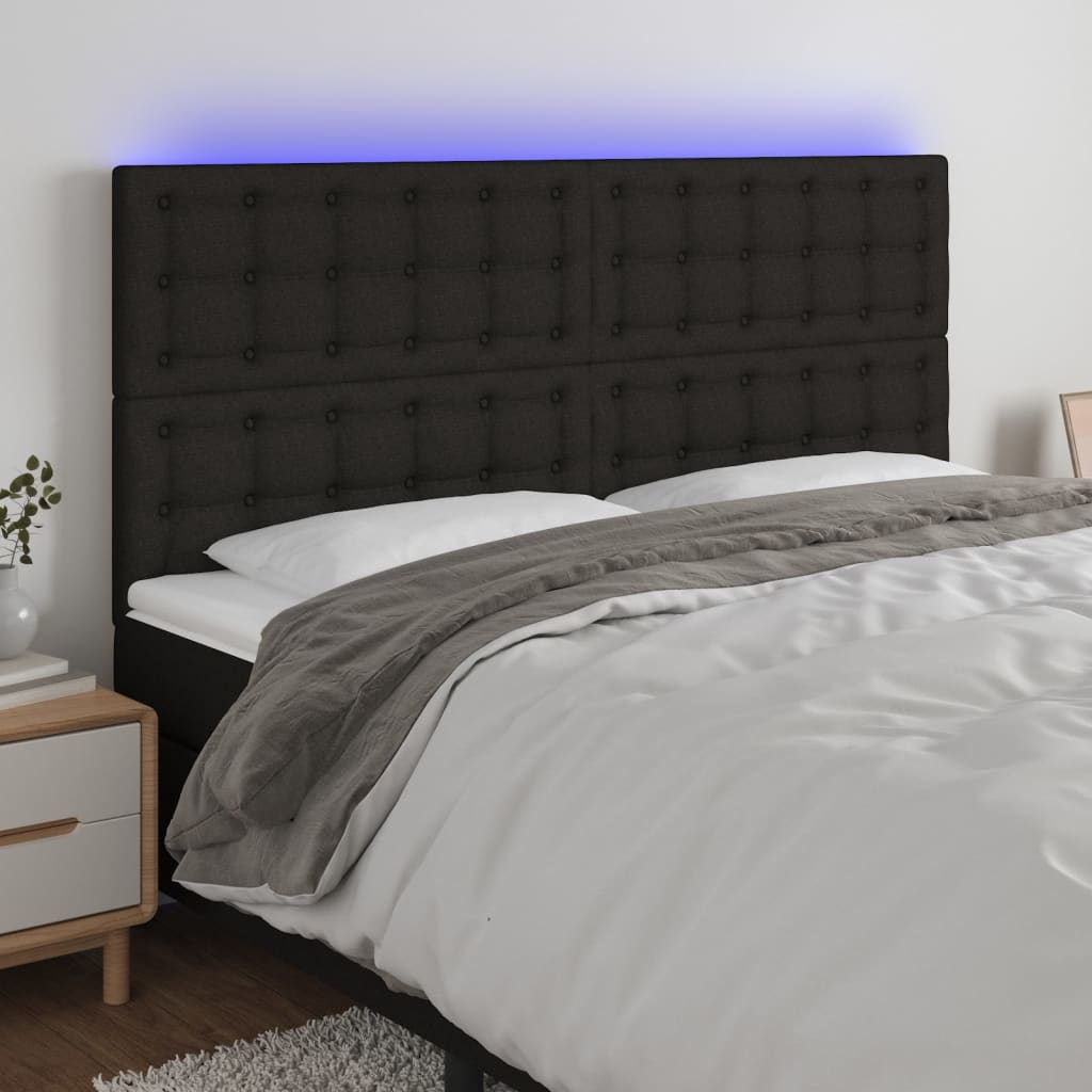 Κεφαλάρι Κρεβατιού LED Μαύρο 160x5x118/128 εκ. Υφασμάτινο - Pakobazaar