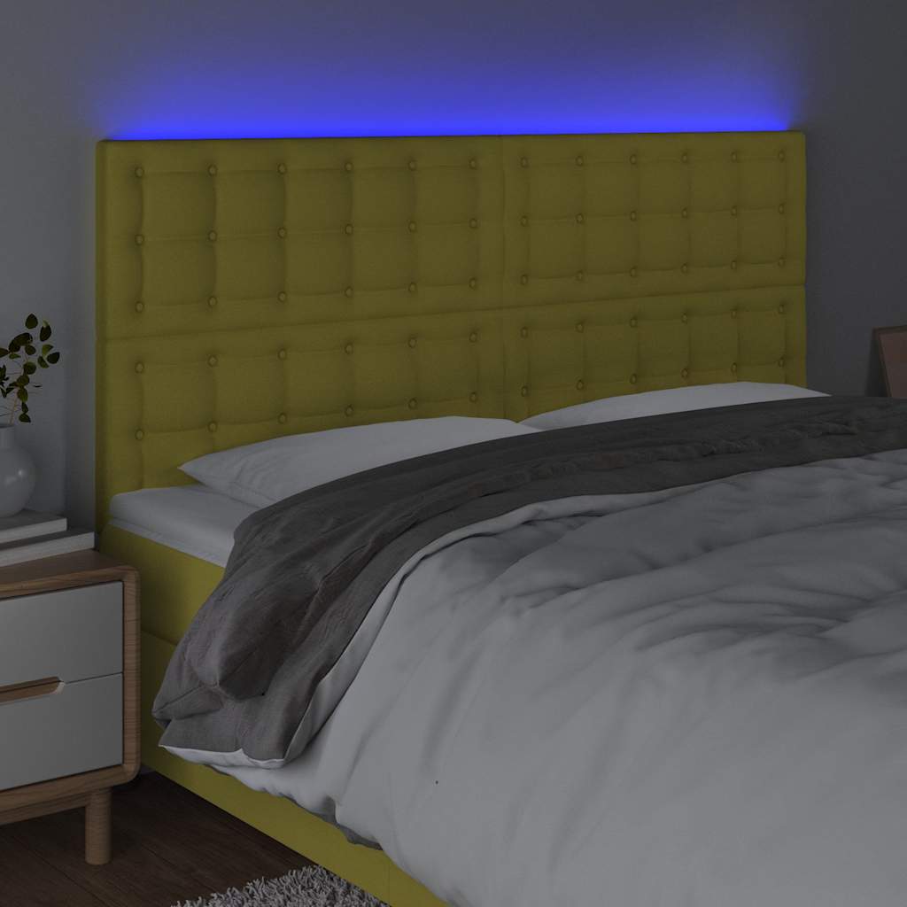 Κεφαλάρι Κρεβατιού LED Πράσινο 160x5x118/128 εκ. Υφασμάτινο - Pakobazaar