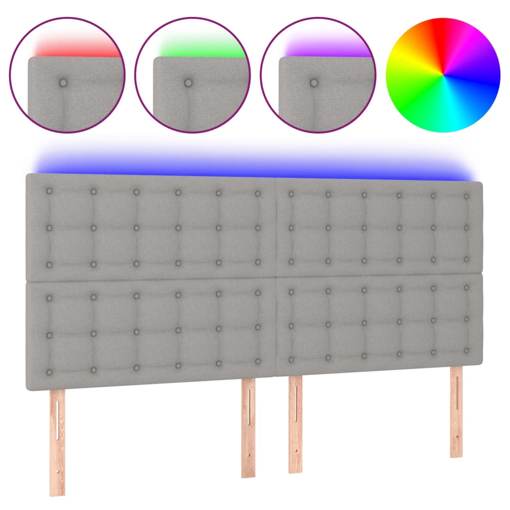 Κεφαλάρι Κρεβατιού LED Ανοιχτό Γκρι 180x5x118/128εκ. Υφασμάτινο