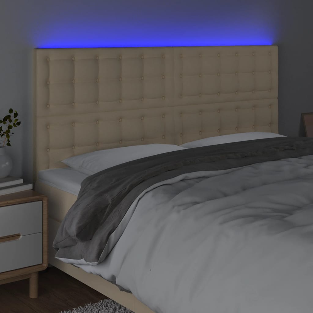 Κεφαλάρι Κρεβατιού LED Κρεμ 180x5x118/128 εκ. Υφασμάτινο