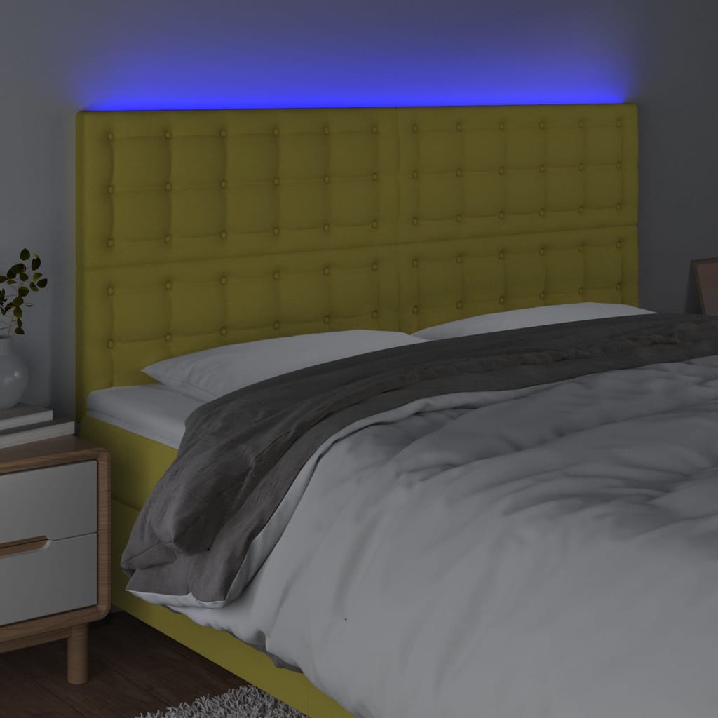 Κεφαλάρι Κρεβατιού LED Πράσινο 180x5x118/128 εκ. Υφασμάτινο