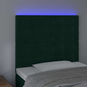Κεφαλάρι Κρεβατιού LED Σκούρο Πράσινο 80x5x118/128εκ. Βελούδινο