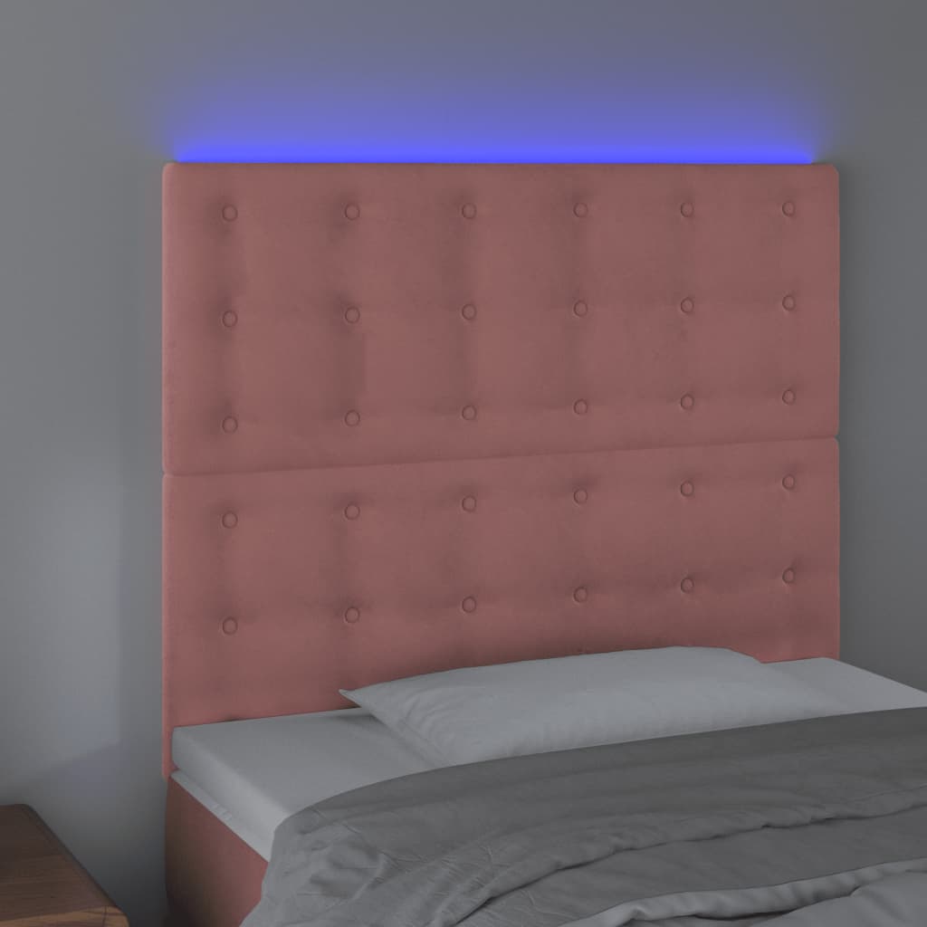 Κεφαλάρι Κρεβατιού LED Ροζ 80x5x118/128 εκ. Βελούδινο