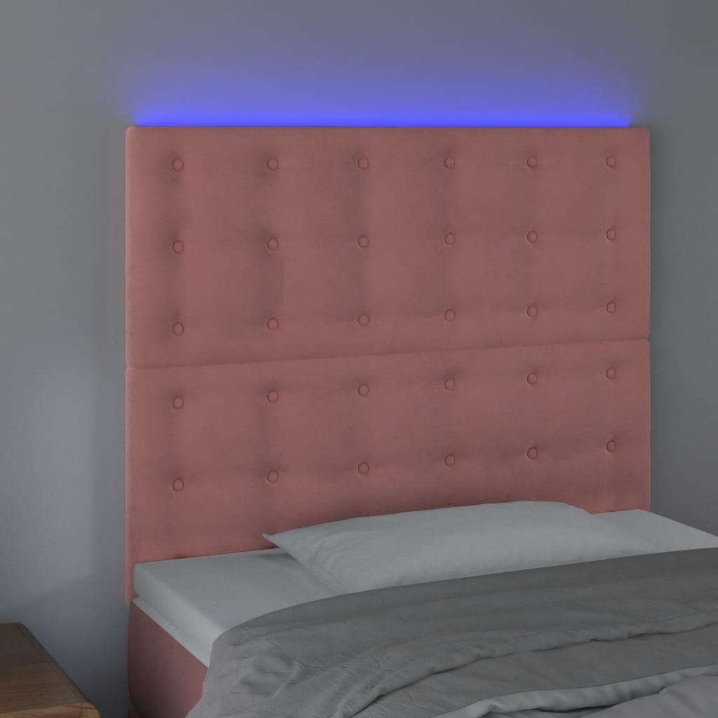 Κεφαλάρι Κρεβατιού LED Ροζ 90x5x118/128 εκ. Βελούδινο