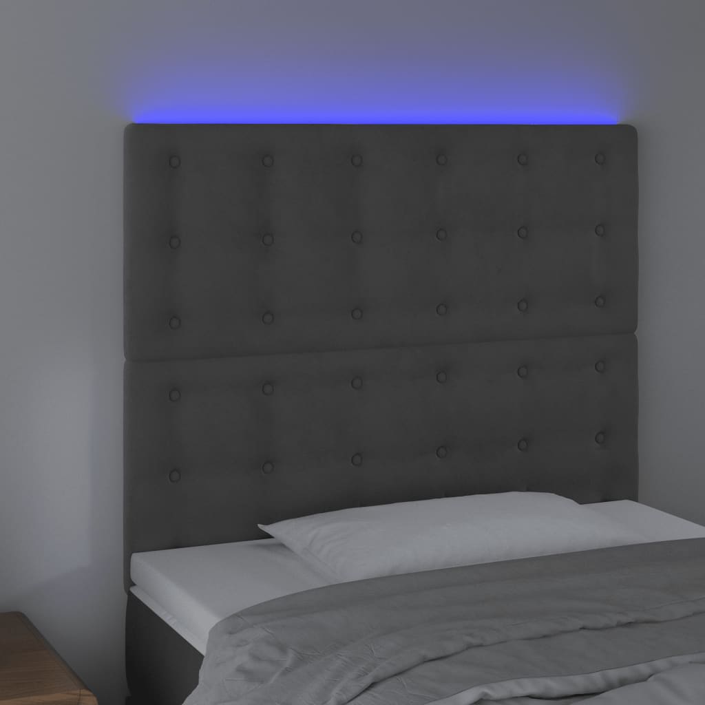 Κεφαλάρι Κρεβατιού LED Σκούρο Γκρι 100x5x118/128 εκ. Βελούδινο - Pakobazaar