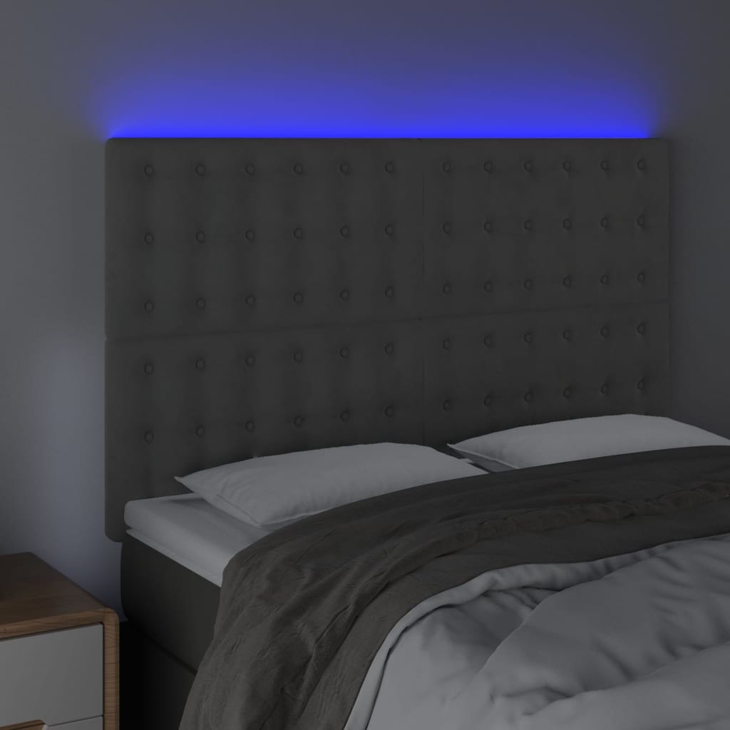 Κεφαλάρι Κρεβατιού LED Ανοιχτό Γκρι 144x5x118/128 εκ. Βελούδινο - Pakobazaar