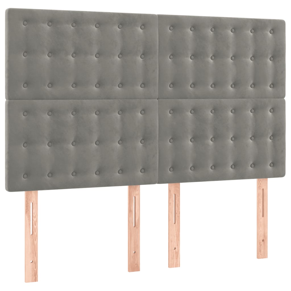 Κεφαλάρι Κρεβατιού LED Ανοιχτό Γκρι 144x5x118/128 εκ. Βελούδινο - Pakobazaar