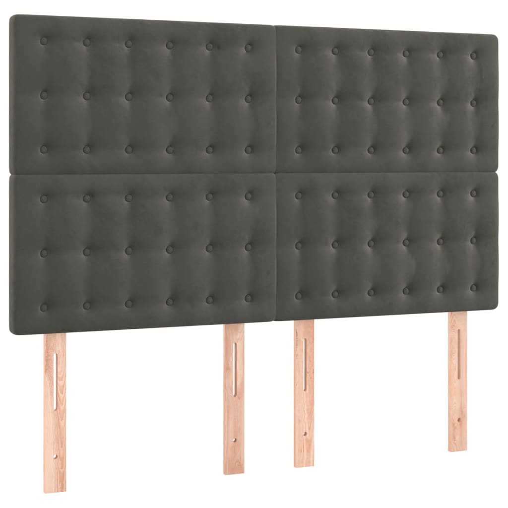 Κεφαλάρι Κρεβατιού LED Σκούρο Γκρι 144x5x118/128 εκ. Βελούδινο