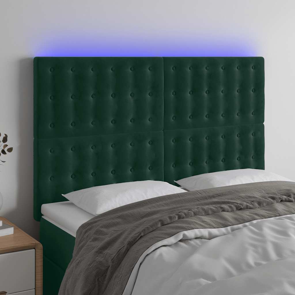 Κεφαλάρι Κρεβατιού LED Σκούρο Πράσινο 144x5x118/128 εκ.