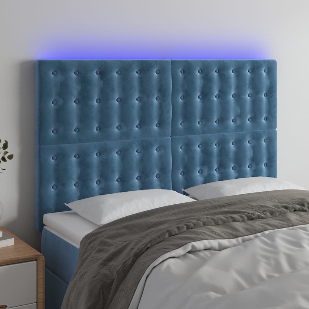Κεφαλάρι Κρεβατιού LED Σκούρο Μπλε 144x5x118/128 εκ. Βελούδινο - Pakobazaar