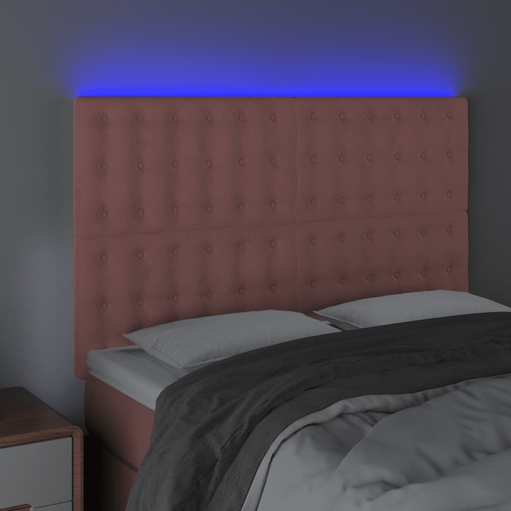 Κεφαλάρι Κρεβατιού LED Ροζ 144x5x118/128 εκ. Βελούδινο