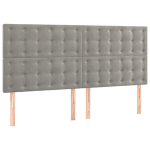 Κεφαλάρι Κρεβατιού LED Ανοιχτό Γκρι 160x5x118/128 εκ. Βελούδινο