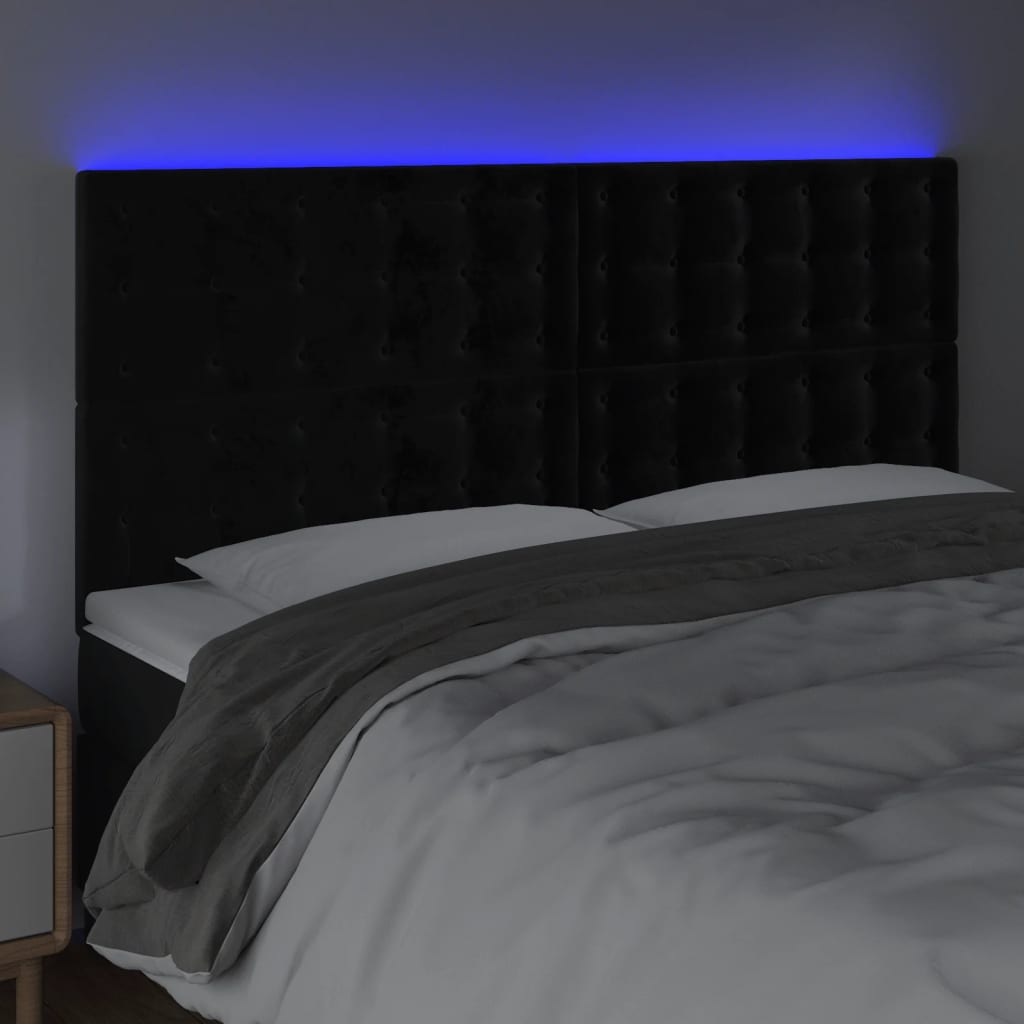 Κεφαλάρι Κρεβατιού LED Μαύρο 160x5x118/128 εκ. Βελούδινο