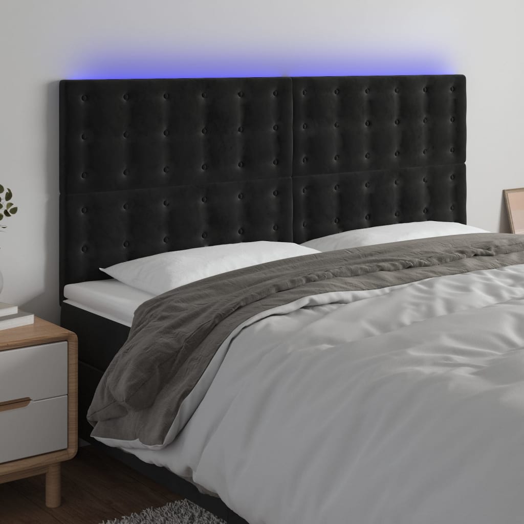 Κεφαλάρι Κρεβατιού LED Μαύρο 160x5x118/128 εκ. Βελούδινο