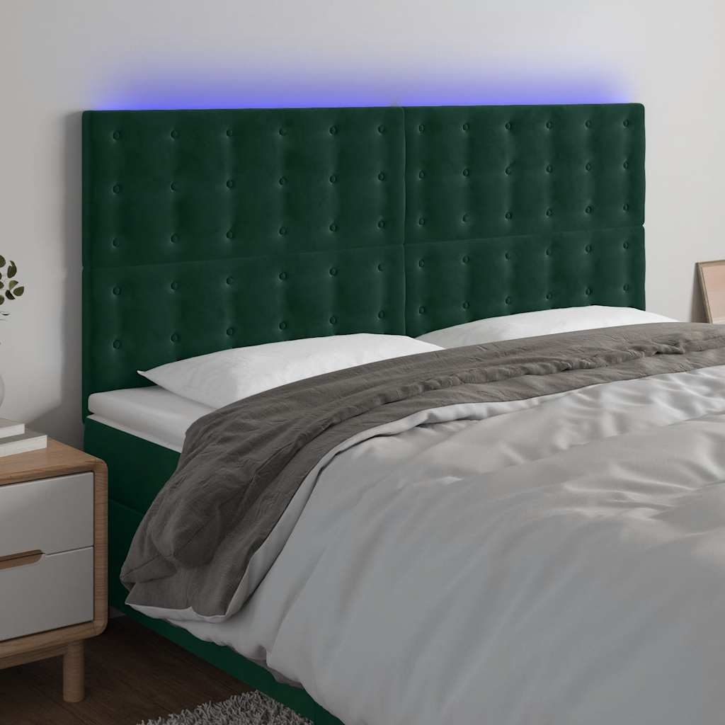 Κεφαλάρι Κρεβατιού LED Σκούρο Πράσινο 180x5x118/128 εκ.