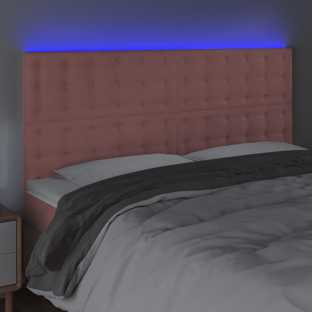 Κεφαλάρι Κρεβατιού LED Ροζ 180x5x118/128 εκ. Βελούδινο