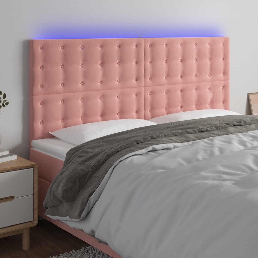Κεφαλάρι Κρεβατιού LED Ροζ 180x5x118/128 εκ. Βελούδινο