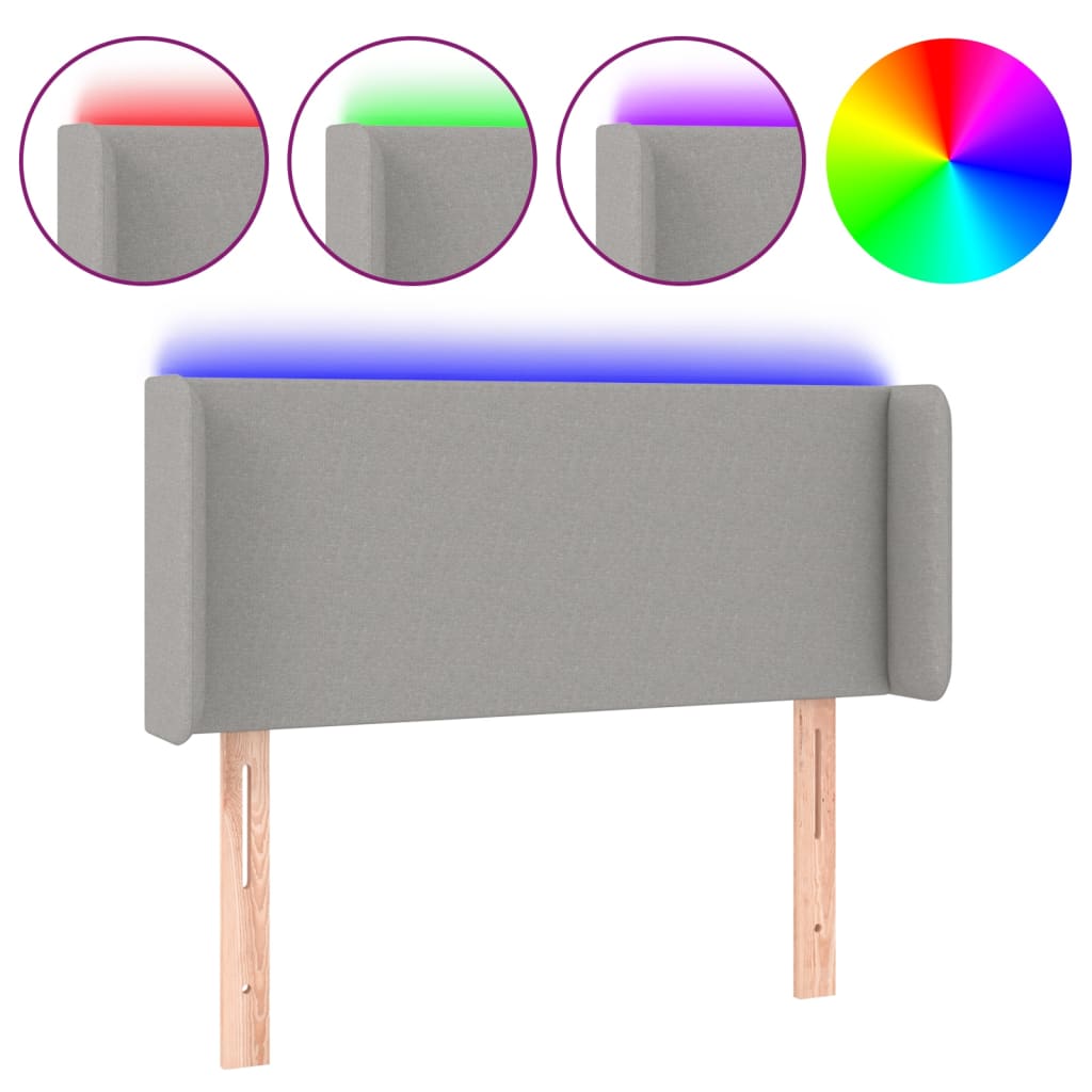 Κεφαλάρι Κρεβατιού LED Ανοιχτό Γκρι 83x16x78/88 εκ. Υφασμάτινο