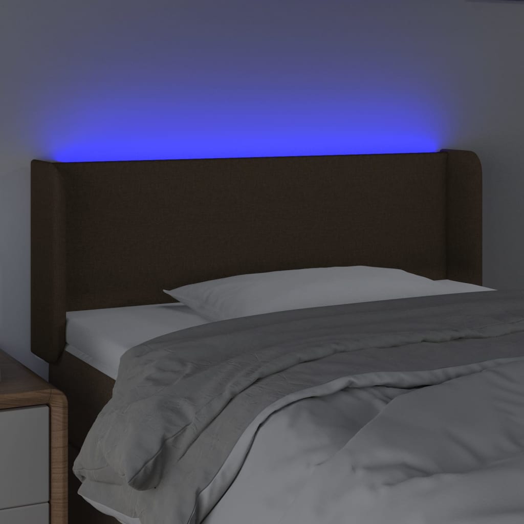 Κεφαλάρι Κρεβατιού LED Σκούρο Καφέ 83x16x78/88 εκ. Υφασμάτινο