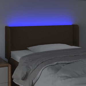 Κεφαλάρι Κρεβατιού LED Σκούρο Καφέ 83x16x78/88 εκ. Υφασμάτινο