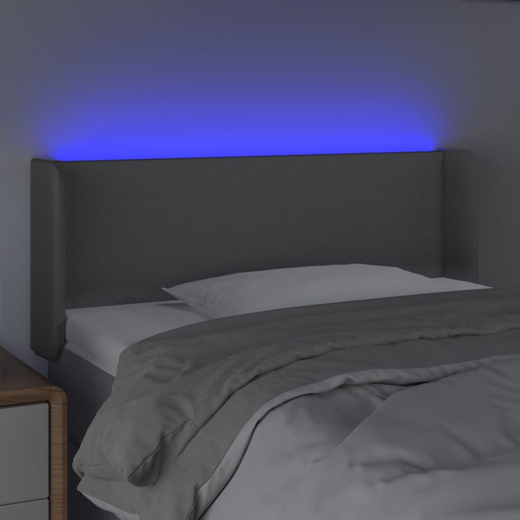 Κεφαλάρι Κρεβατιού LED Ανοιχτό Γκρι 93x16x78/88 εκ. Υφασμάτινο - Pakobazaar