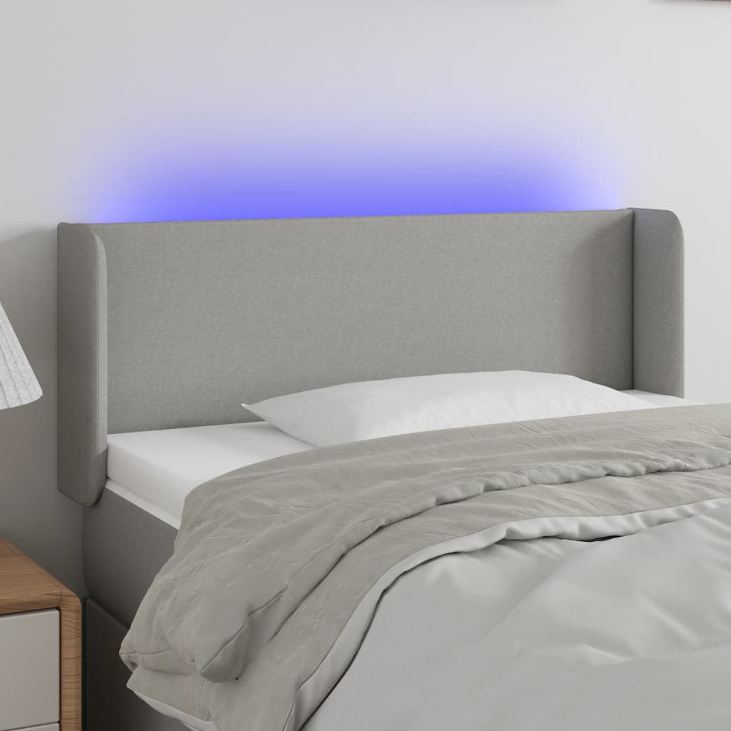 Κεφαλάρι Κρεβατιού LED Ανοιχτό Γκρι 93x16x78/88 εκ. Υφασμάτινο - Pakobazaar