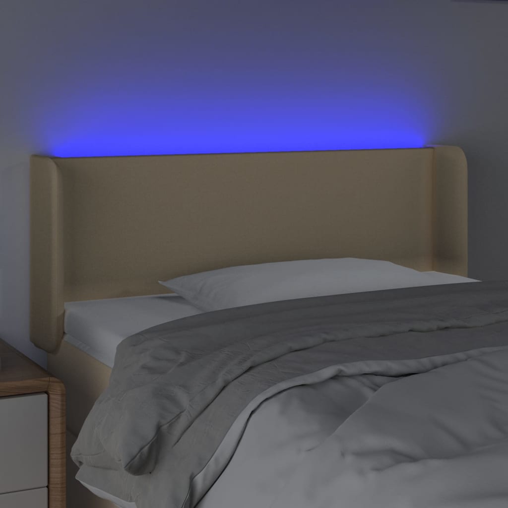 Κεφαλάρι Κρεβατιού LED Κρεμ 93x16x78/88 εκ. Υφασμάτινο