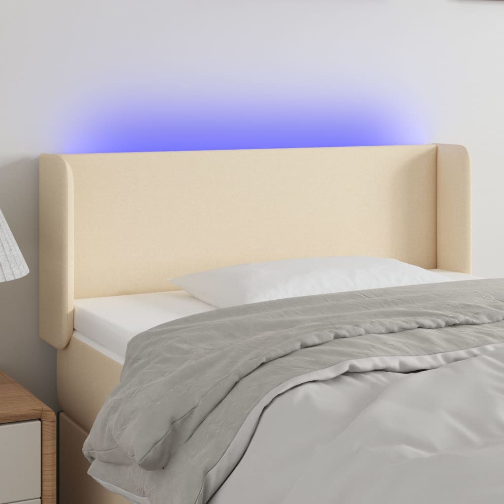 Κεφαλάρι Κρεβατιού LED Κρεμ 93x16x78/88 εκ. Υφασμάτινο