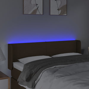 Κεφαλάρι Κρεβατιού LED Σκούρο Καφέ 147x16x78/88 εκ. Υφασμάτινο