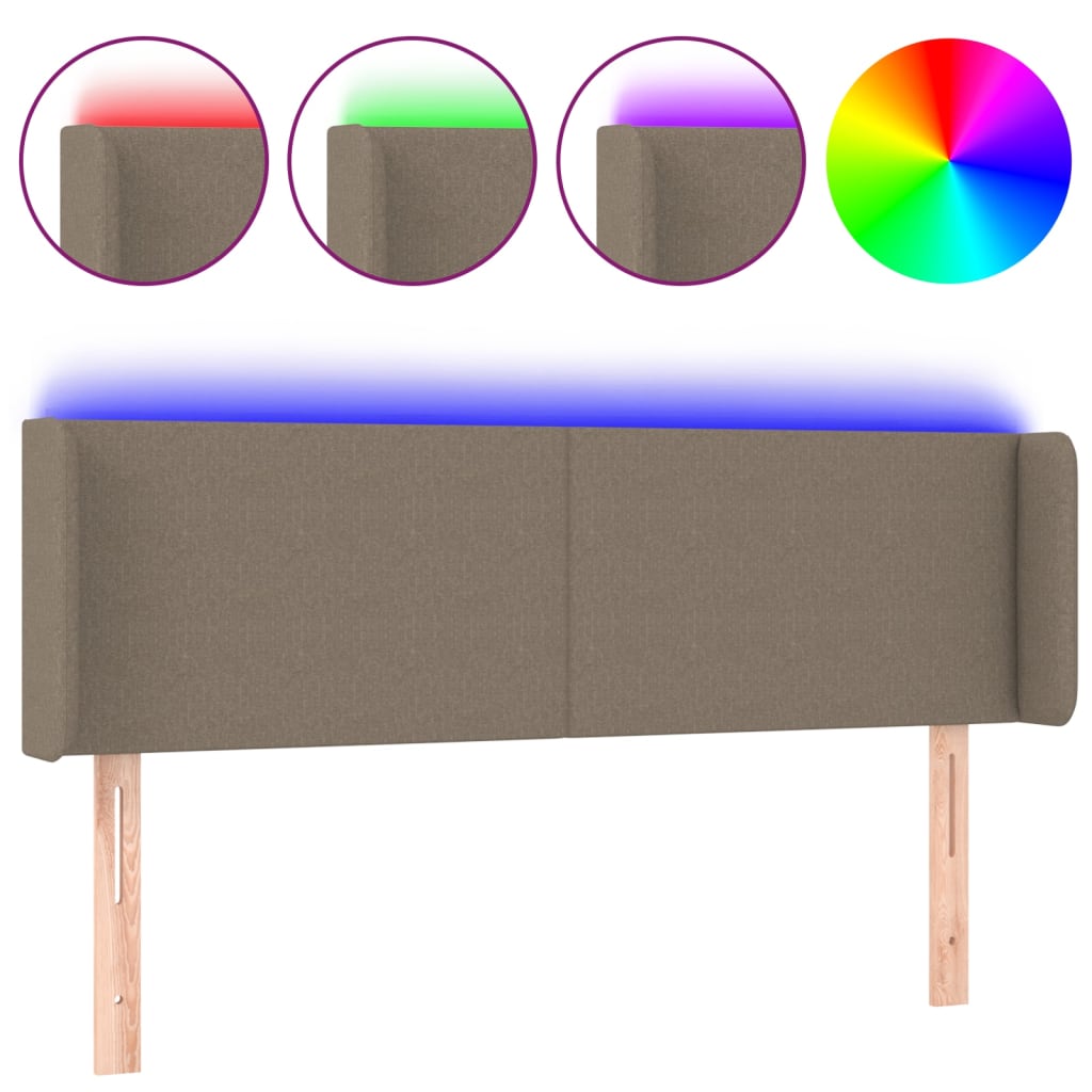 Κεφαλάρι Κρεβατιού LED Taupe 147x16x78/88 εκ. Υφασμάτινο