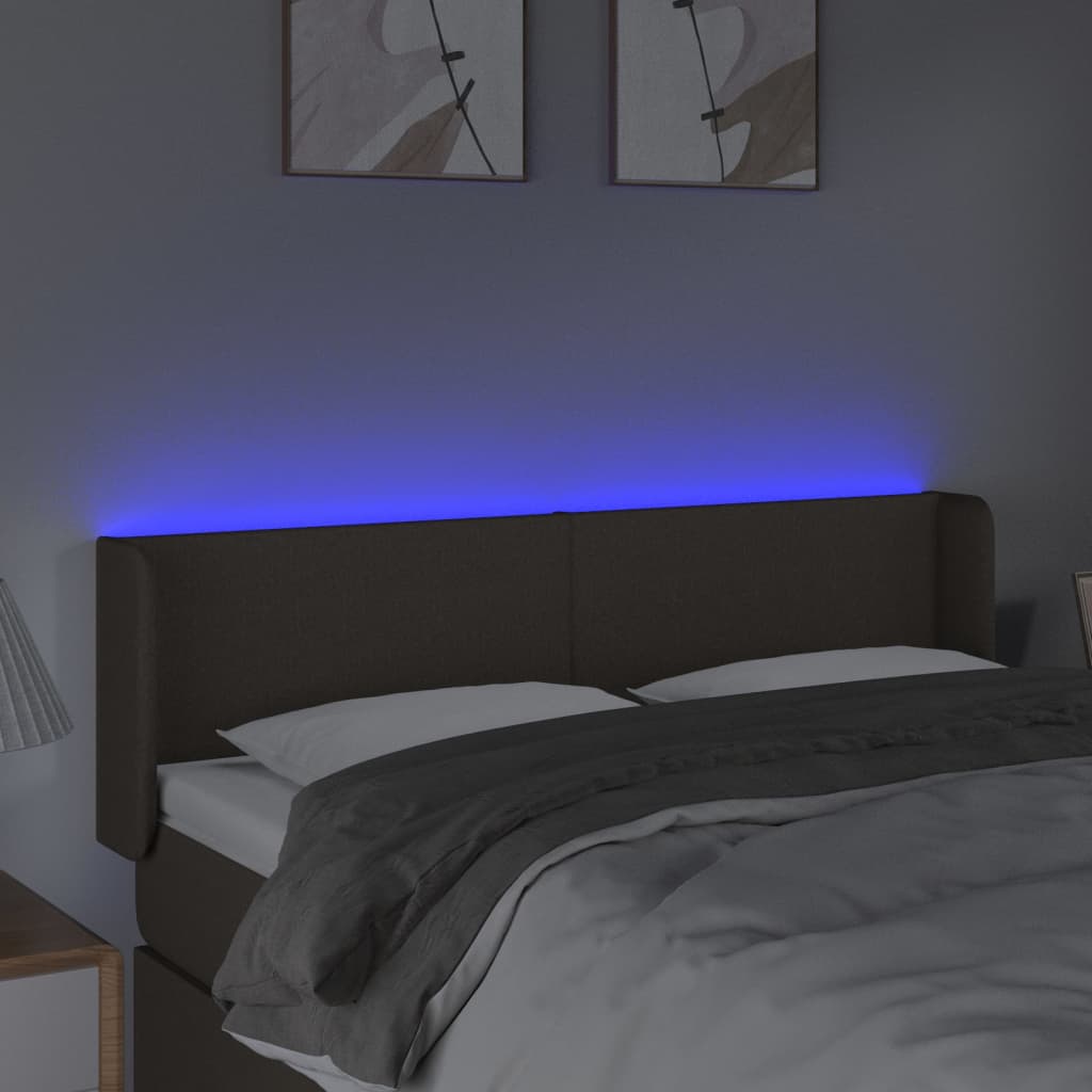 Κεφαλάρι Κρεβατιού LED Taupe 147x16x78/88 εκ. Υφασμάτινο