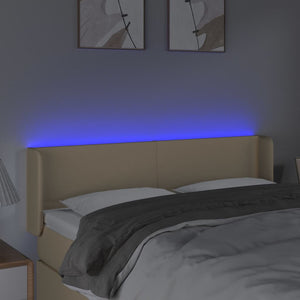 Κεφαλάρι Κρεβατιού LED Κρεμ 147x16x78/88 εκ. Υφασμάτινο