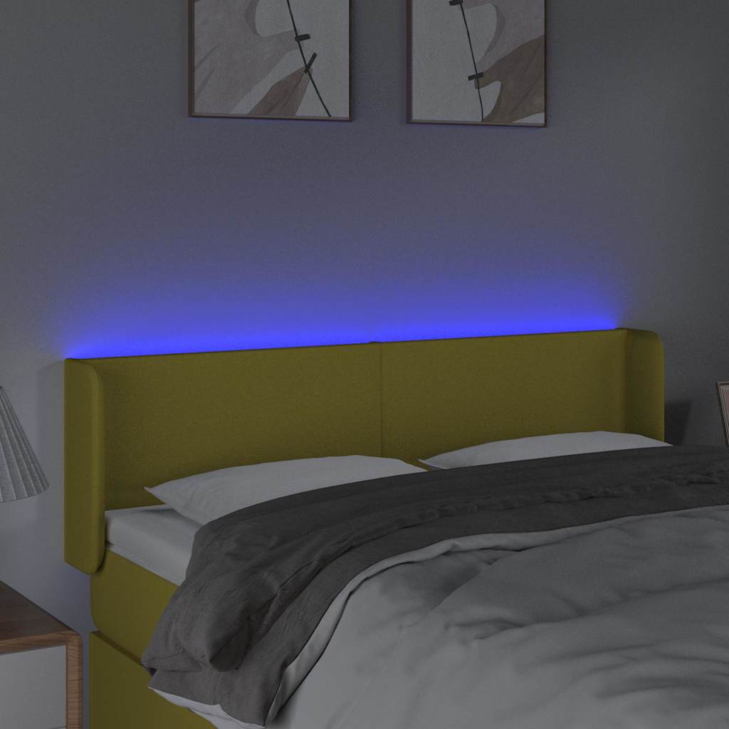 Κεφαλάρι Κρεβατιού LED Πράσινο 147x16x78/88 εκ. Υφασμάτινο