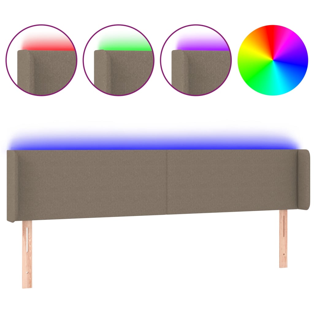 Κεφαλάρι Κρεβατιού LED Taupe 183x16x78/88 εκ. Υφασμάτινο