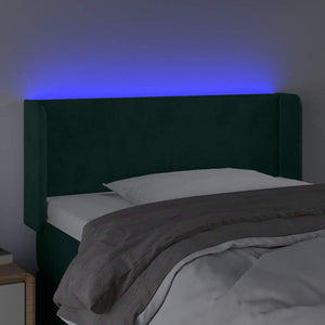 Κεφαλάρι Κρεβατιού LED Σκούρο Πράσινο 83x16x78/88 εκ. Βελούδινο