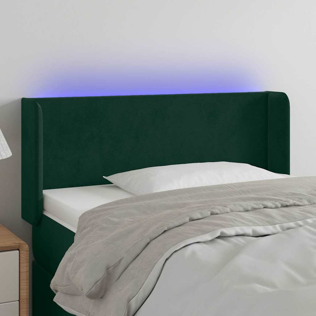 Κεφαλάρι Κρεβατιού LED Σκούρο Πράσινο 83x16x78/88 εκ. Βελούδινο