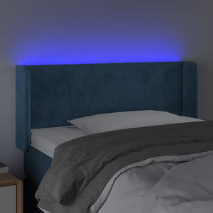 Κεφαλάρι Κρεβατιού LED Σκούρο Μπλε 93x16x78/88 εκ. Βελούδινο