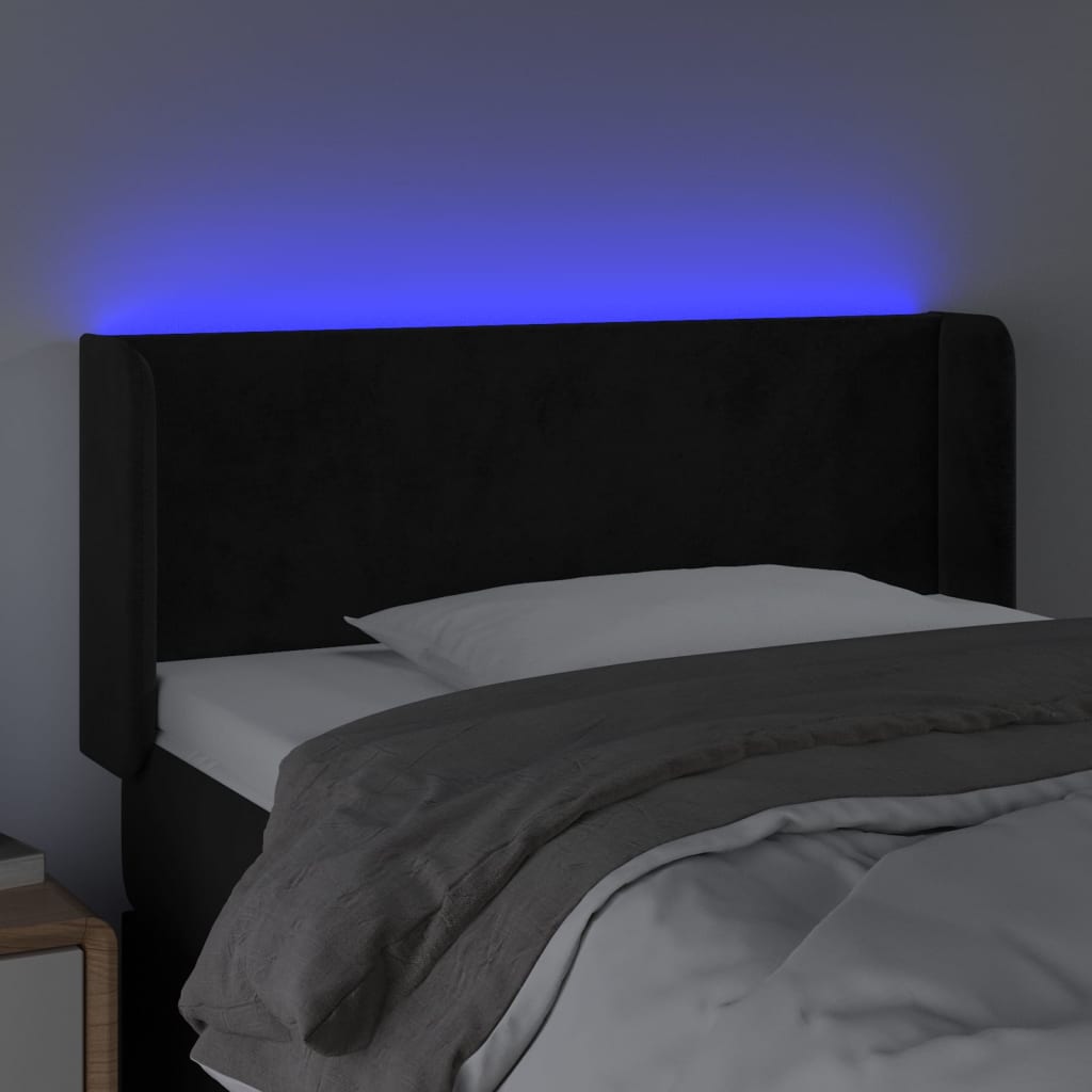 Κεφαλάρι Κρεβατιού LED Μαύρο 103x16x78/88 εκ. Βελούδινο