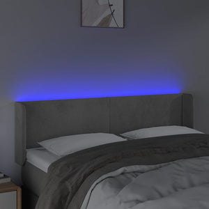Κεφαλάρι Κρεβατιού LED Ανοιχτό Γκρι 147x16x78/88 εκ. Βελούδινο