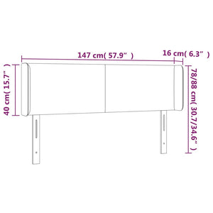 Κεφαλάρι Κρεβατιού LED Ανοιχτό Γκρι 147x16x78/88 εκ. Βελούδινο